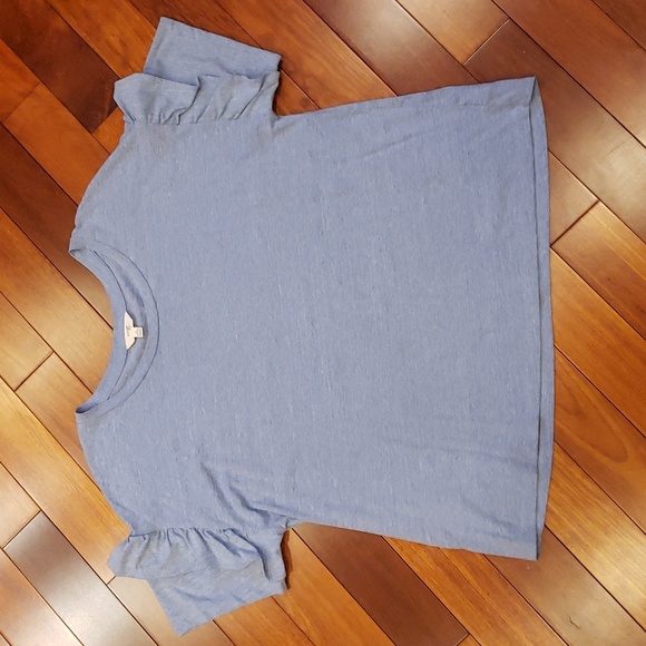 Tshirt Women's size 16 18 w  1X Heathered Periwinkle blue with ruffled sleeves. - Picture 1 of 6